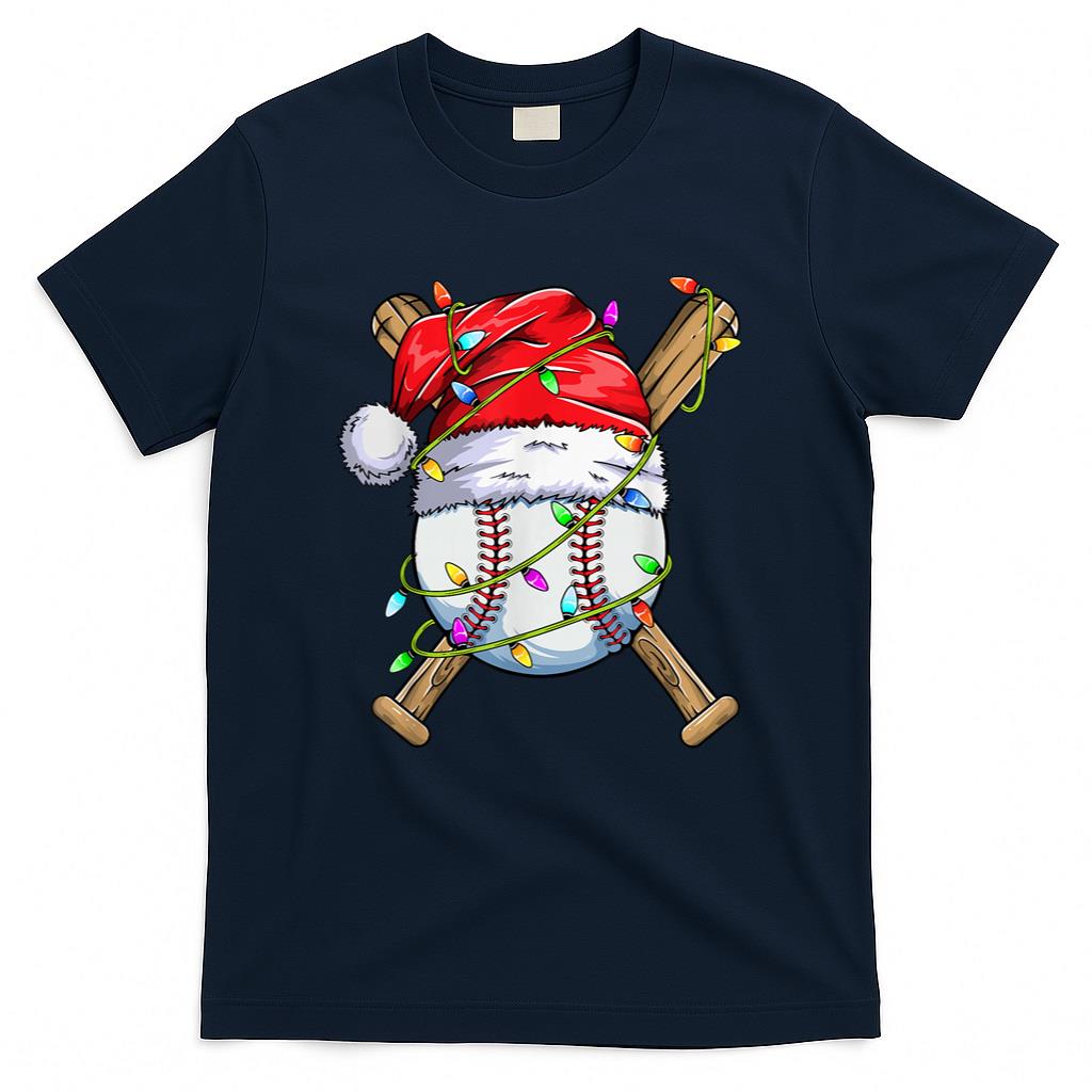 Santa Sports Design For Men Boys Christmas Baseball Player T-Shirt