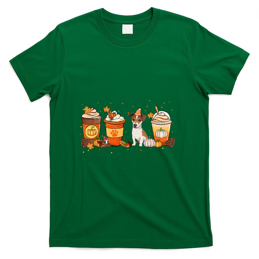 Pumpkin Spice Latte Jack Russell Fall Autumn Thanksgiving T-Shirt