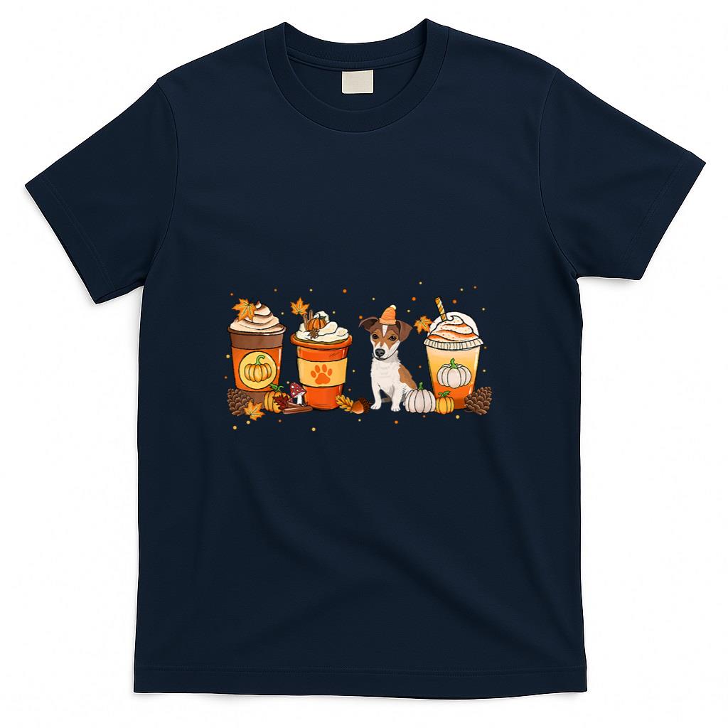 Pumpkin Spice Latte Jack Russell Fall Autumn Thanksgiving T-Shirt
