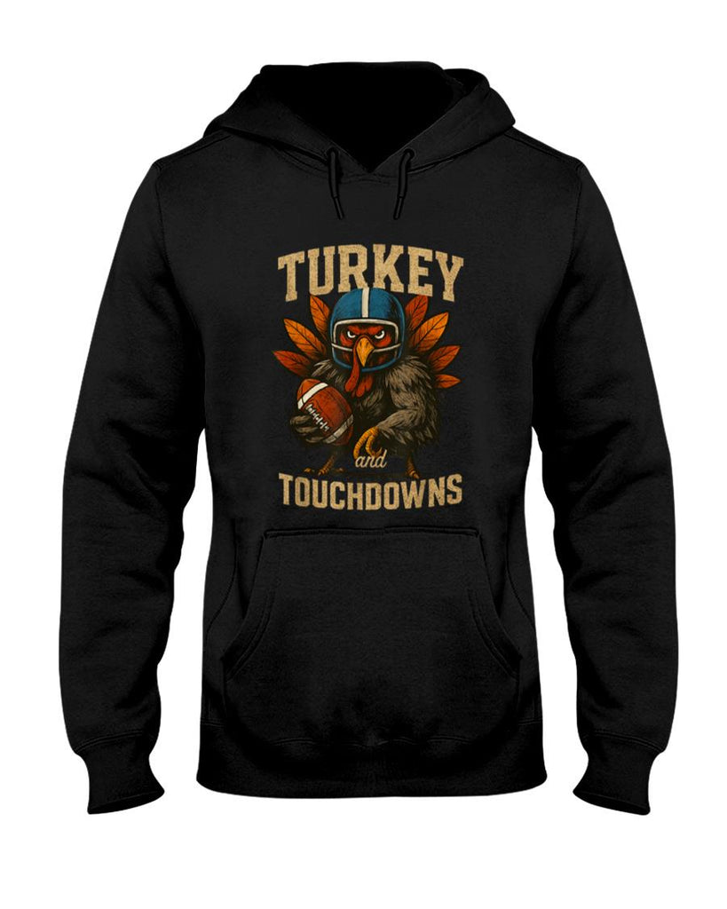 Football Thanksgiving Turkey and Touchdowns Fall Men Boys T-Shirt