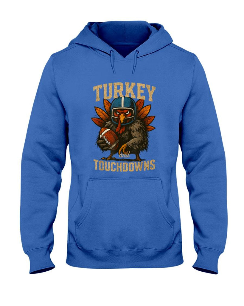 Football Thanksgiving Turkey and Touchdowns Fall Men Boys T-Shirt