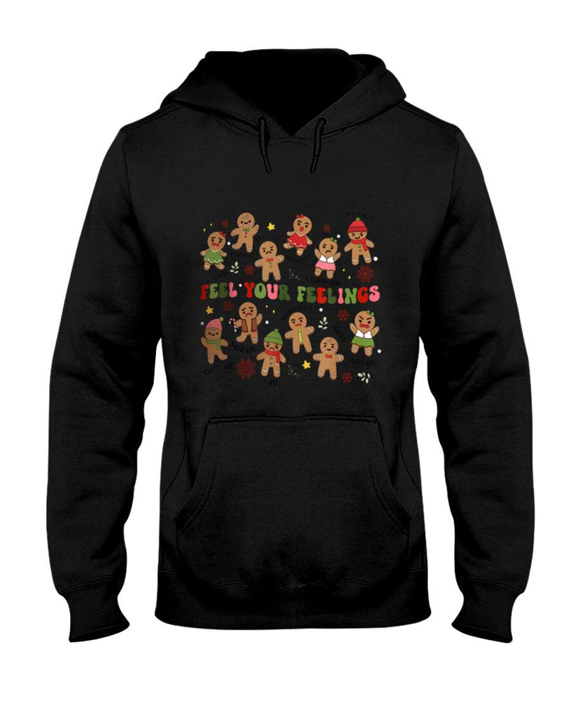 Retro Feel Your Feelings Gingerbread Christmas Mental Health T-Shirt