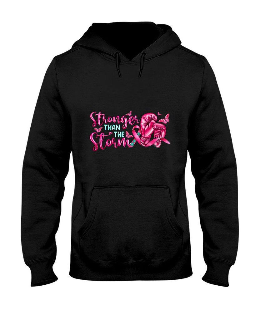 Stronger Than The Storm Boxing Gloves Breast Cancer Ribbon T-Shirt