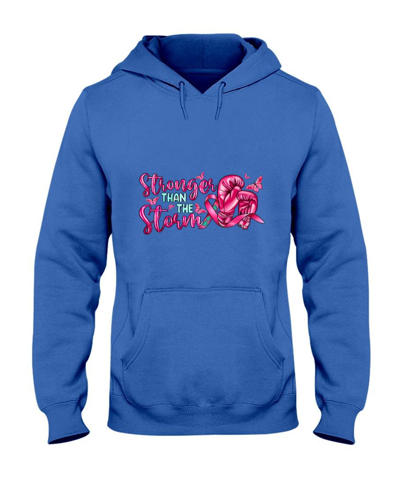 Stronger Than The Storm Boxing Gloves Breast Cancer Ribbon T-Shirt