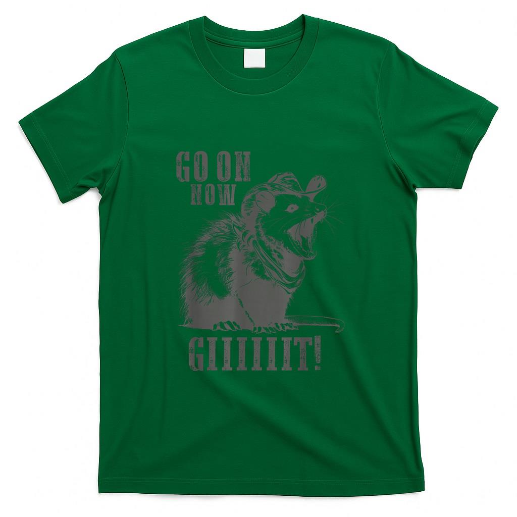 Funny Tees - Vintage Cowboy Opossum Shirt - Go On Now Git Western Opossum T-Shirt