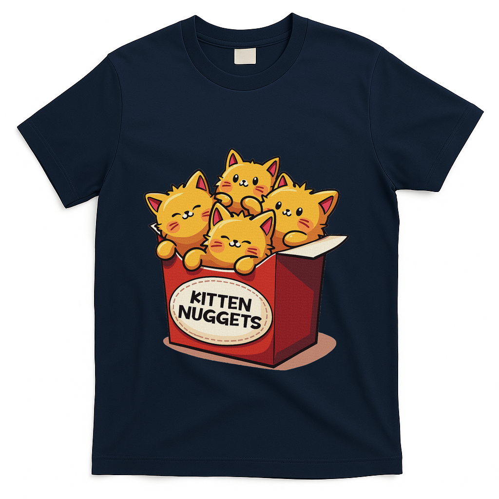Cute Kitten Nuggets Chicken Nuggets Cat Lover Funny Cat Pun T-Shirt
