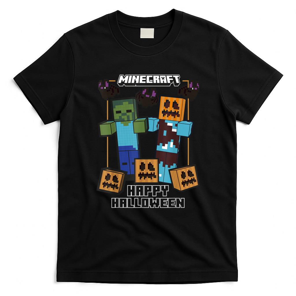 Halloween Shirt - Minecraft Happy Halloween Pumpkin Zombie Fun T-Shirt