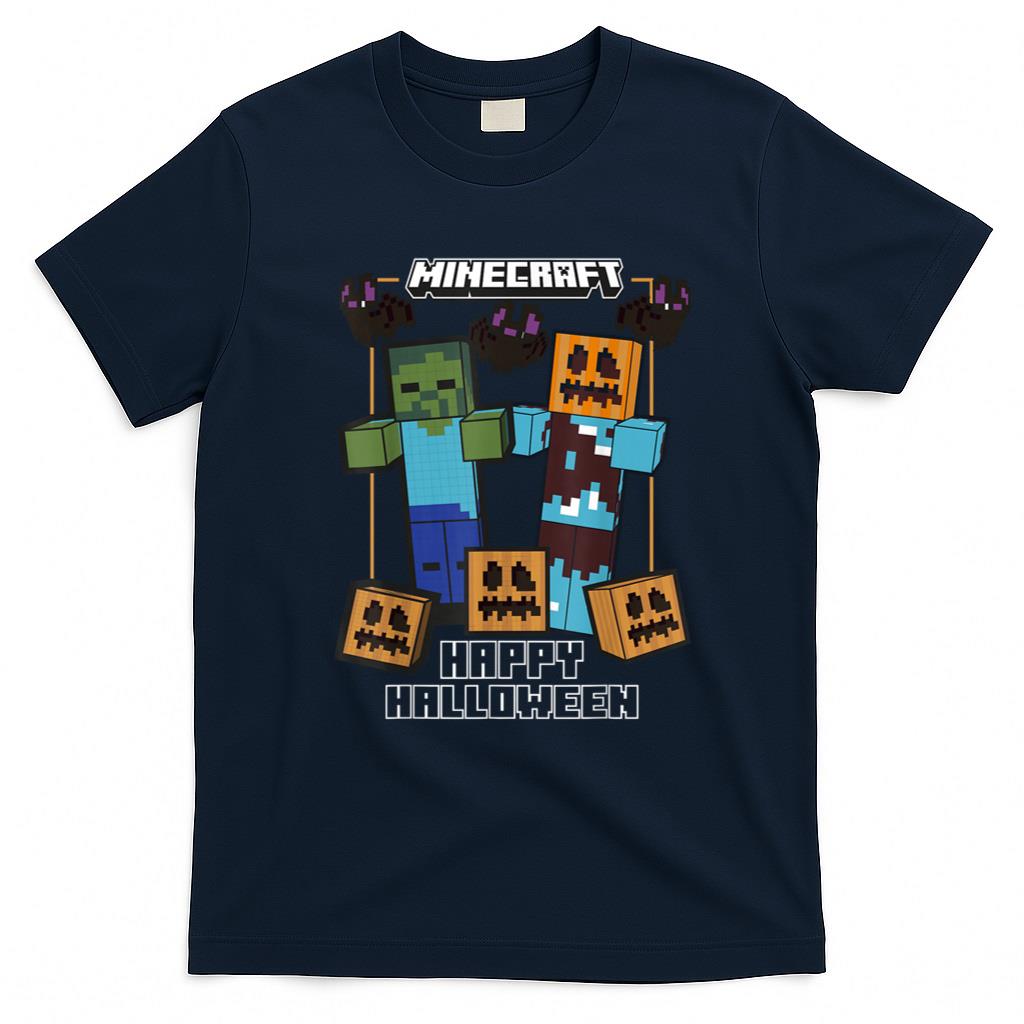 Halloween Shirt - Minecraft Happy Halloween Pumpkin Zombie Fun T-Shirt