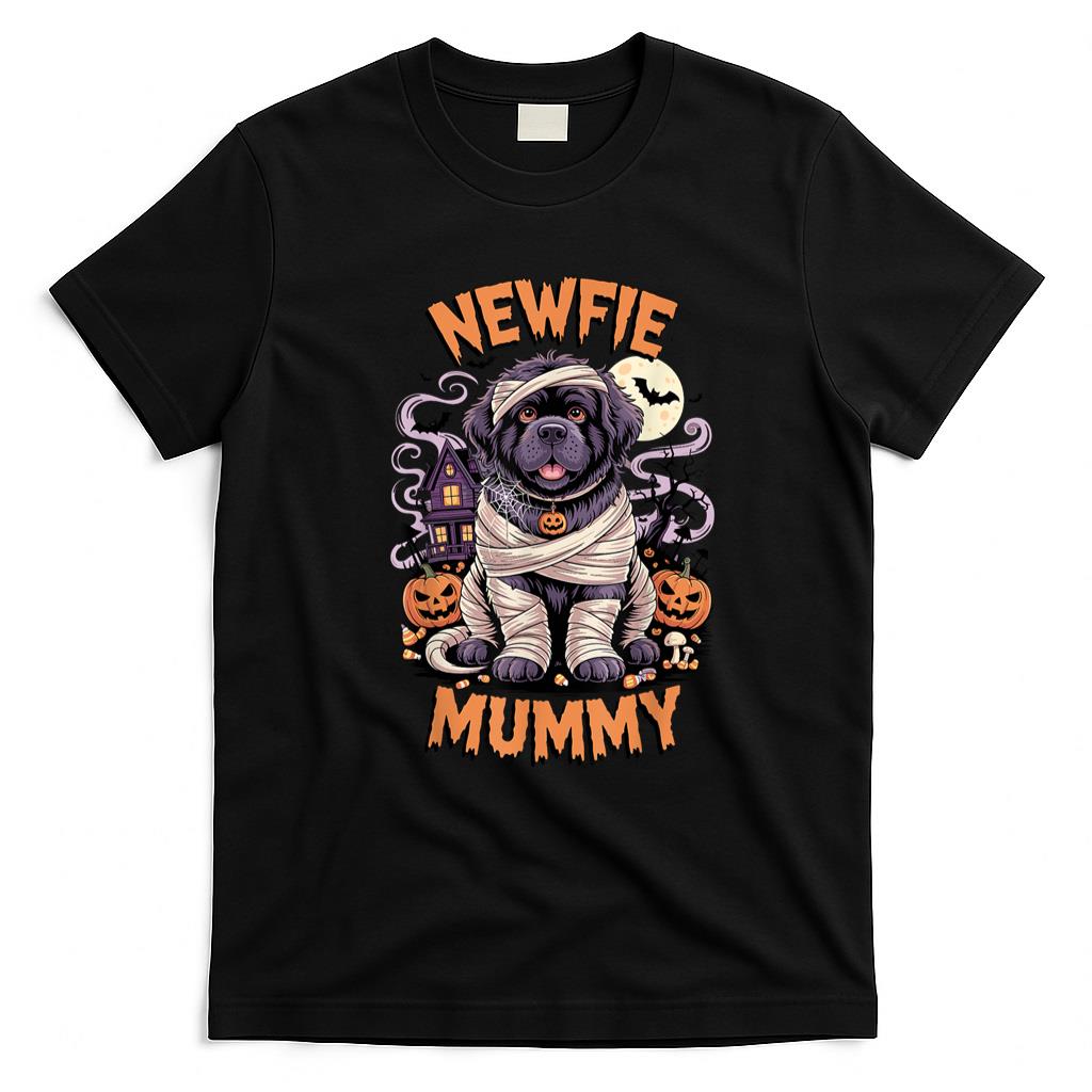 Pet Mom Halloween Shirt - Newfoundland Funny Halloween Costume Dog Owner Newfie Mummy T-Shirt