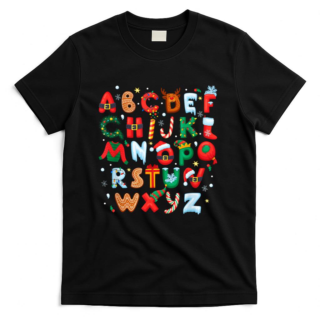 Teacher Christmas Alphabet Back To School Holiday Learning T-Shirt