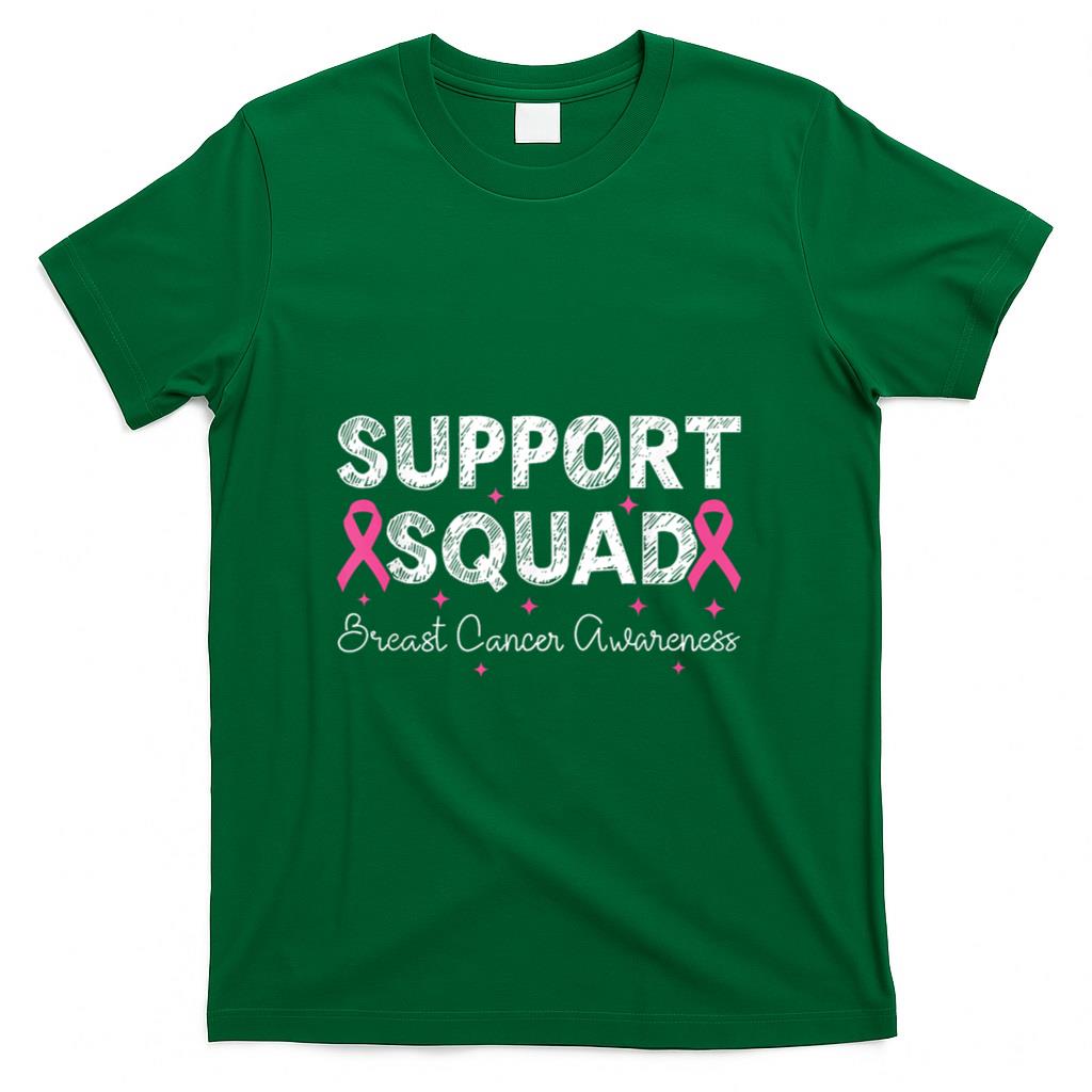 Support Squad Breast Cancer Awareness Month 2025 Pink Ribbon T-Shirt