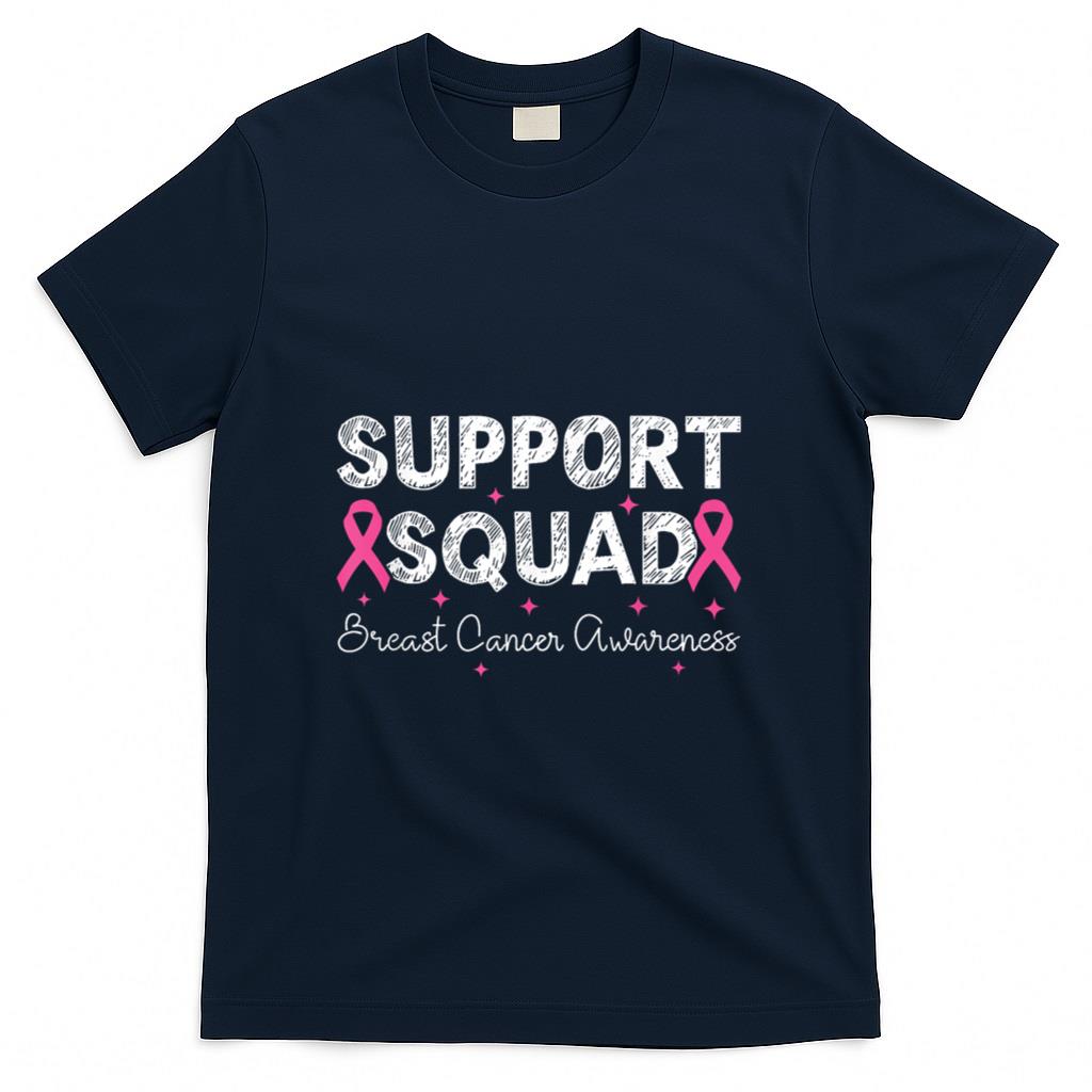 Support Squad Breast Cancer Awareness Month 2025 Pink Ribbon T-Shirt