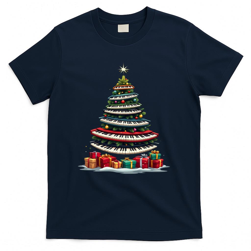 Christmas Tree Piano Keyboard Holiday Music Lover Design Long Sleeve T-Shirt