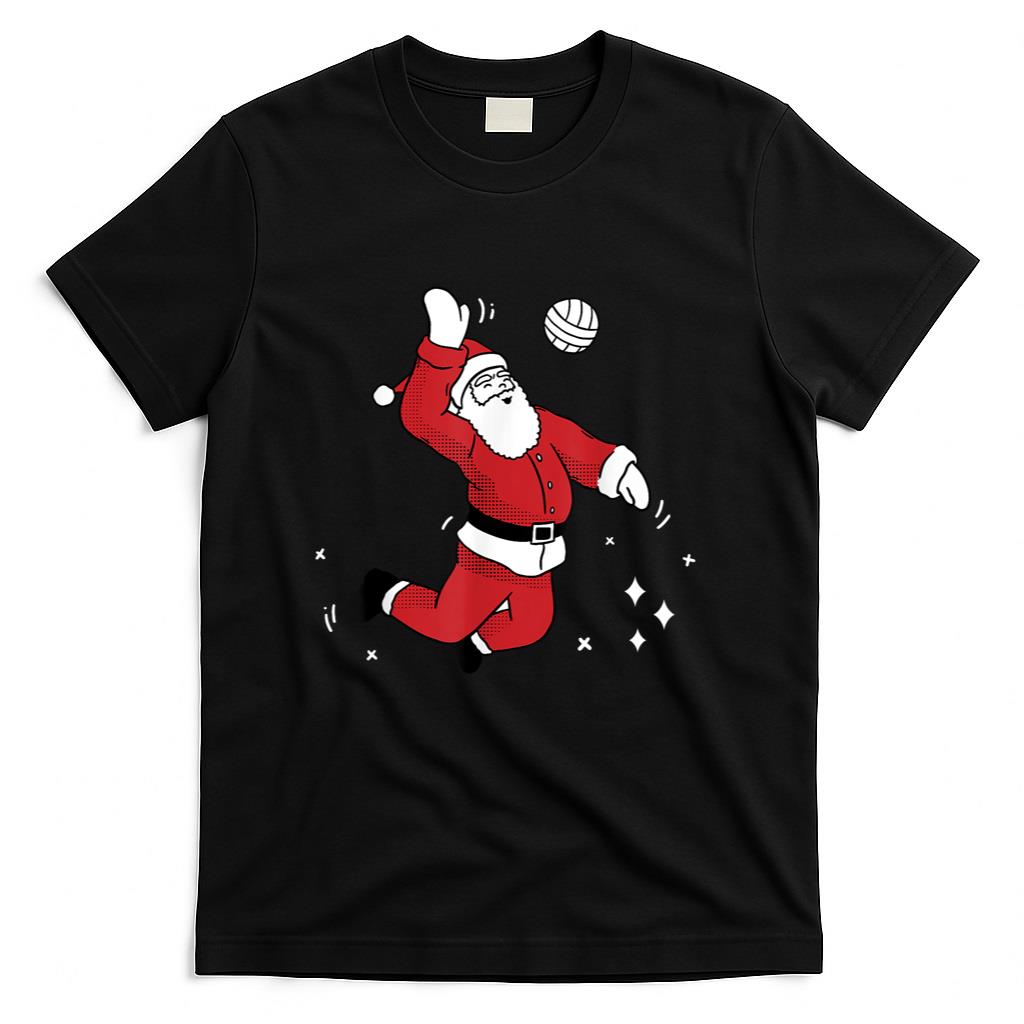Santa Playing Volleyball Christmas Pajama Cool Sport X-Mas T-Shirt