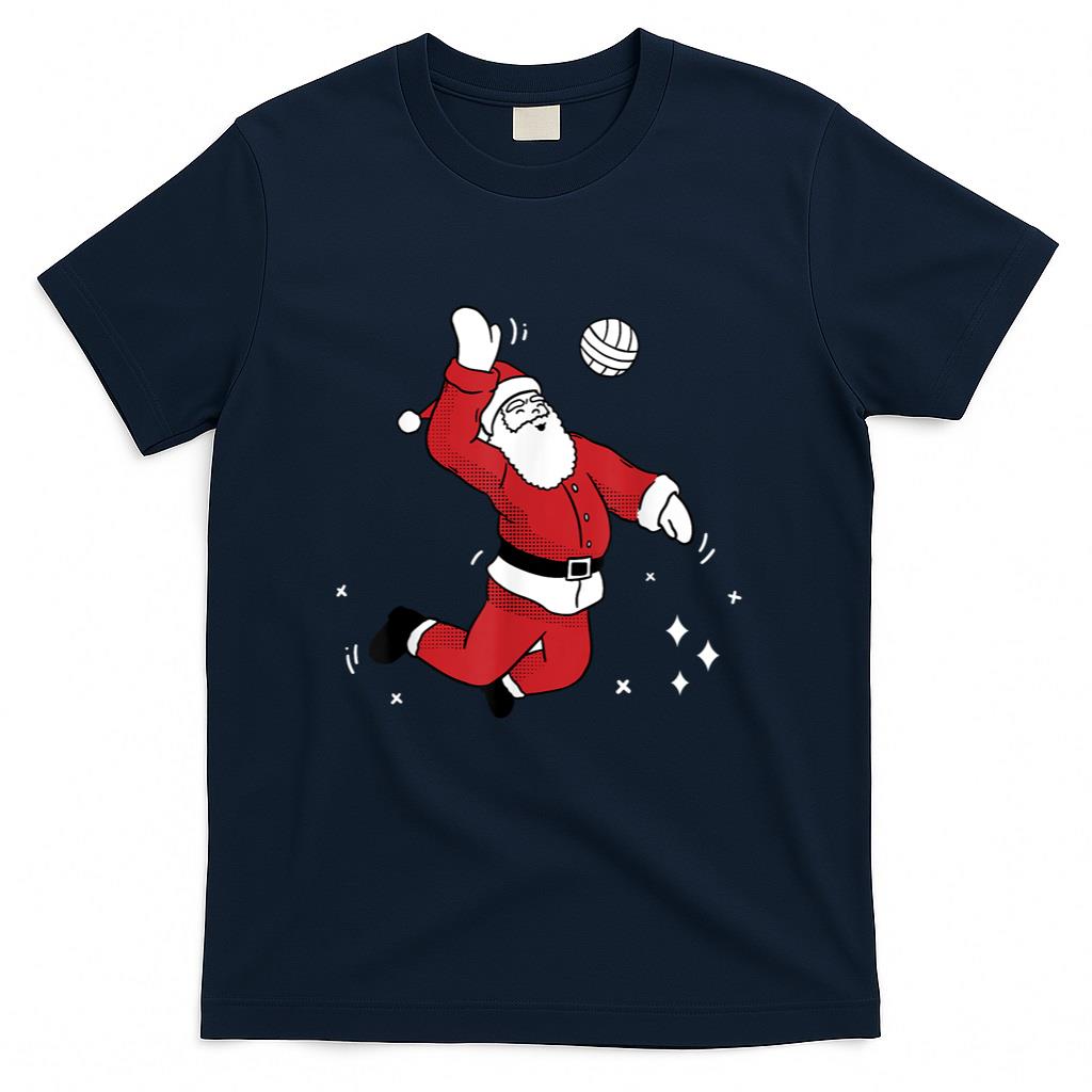 Santa Playing Volleyball Christmas Pajama Cool Sport X-Mas T-Shirt