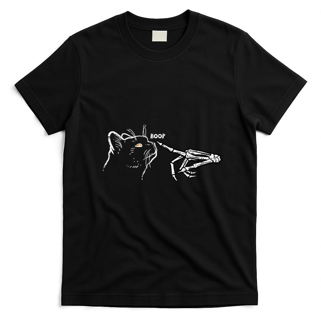 Pet Mom Halloween Shirt - Black Cat Skeleton Hand Boop Halloween Pet Women Girls Kids T-Shirt