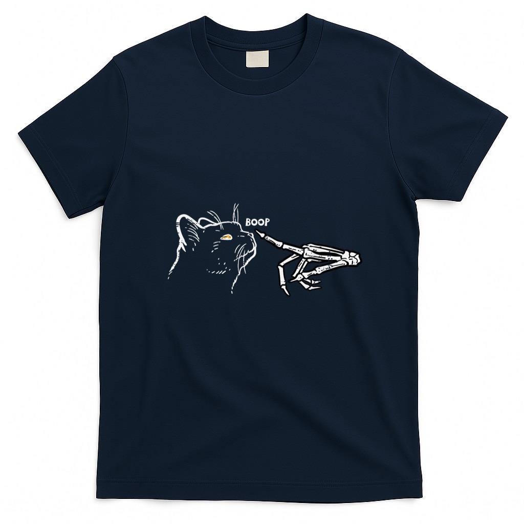 Pet Mom Halloween Shirt - Black Cat Skeleton Hand Boop Halloween Pet Women Girls Kids T-Shirt