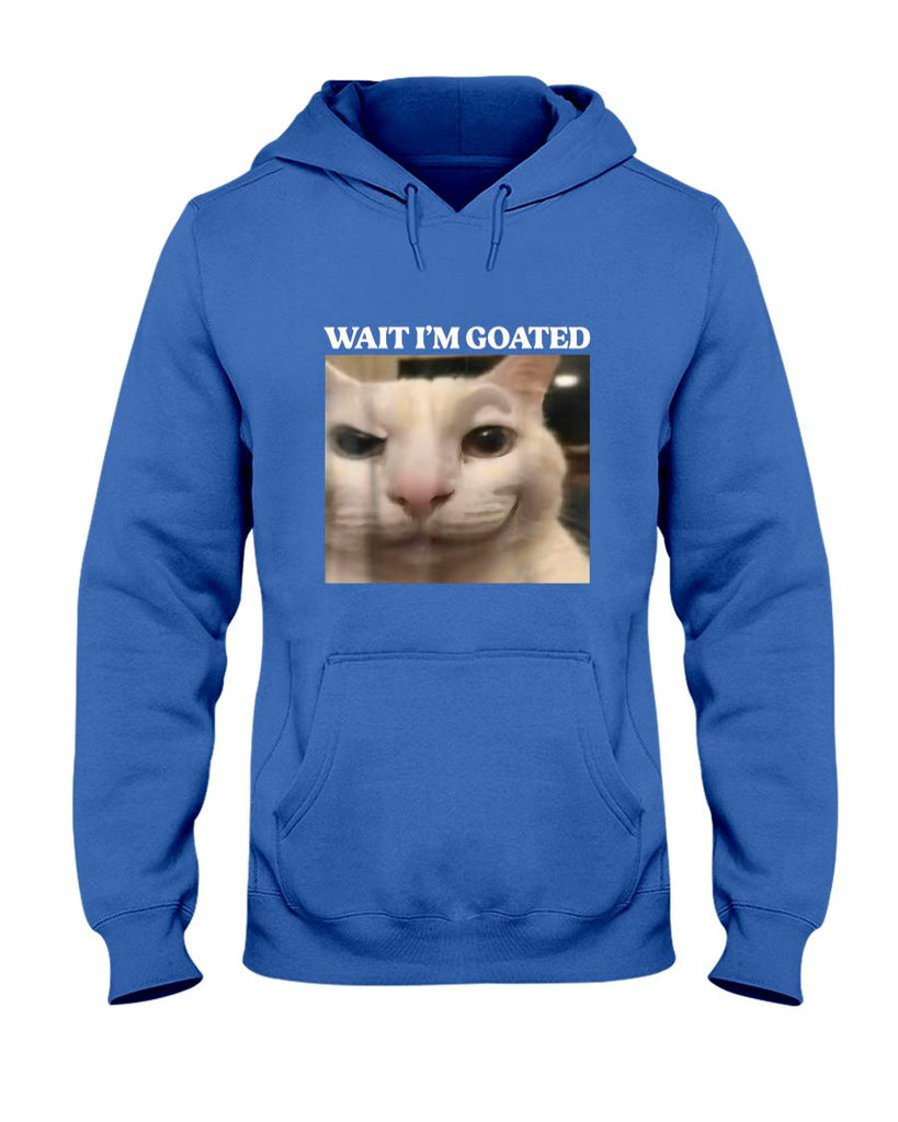 Funny Tees - Wait I'm Goated Cat Funny Silly Cat Staring Cat Funny Meme T-Shirt