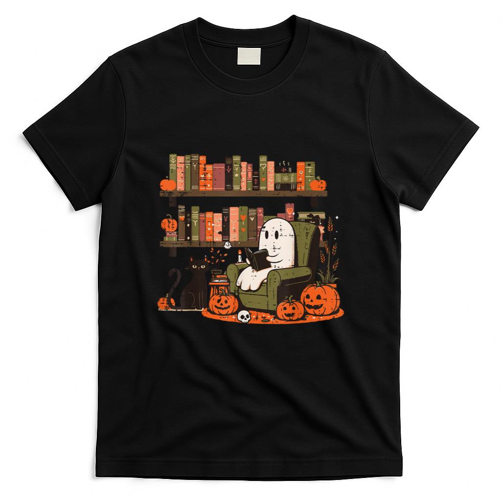 Halloween Shirt - Ghost Library Reading Books Halloween Men Women Kids T-Shirt
