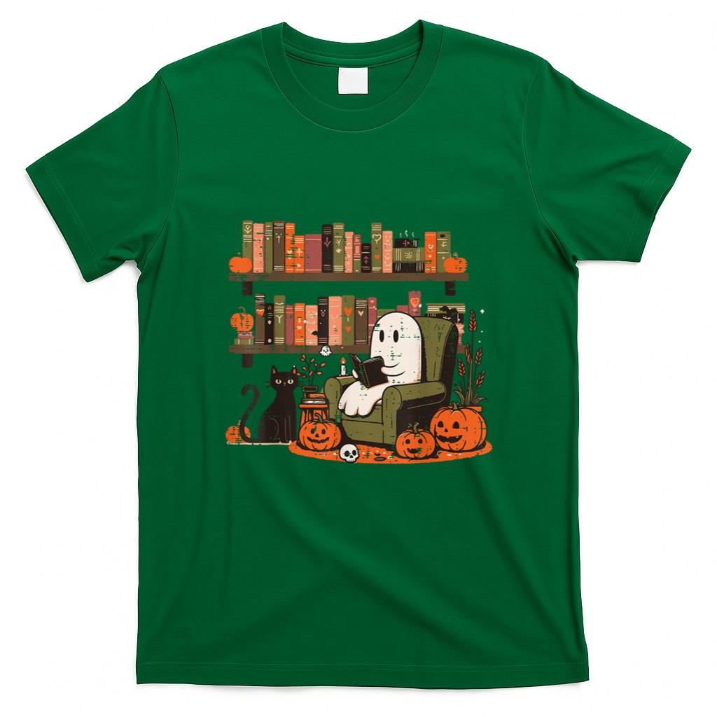 Halloween Shirt - Ghost Library Reading Books Halloween Men Women Kids T-Shirt