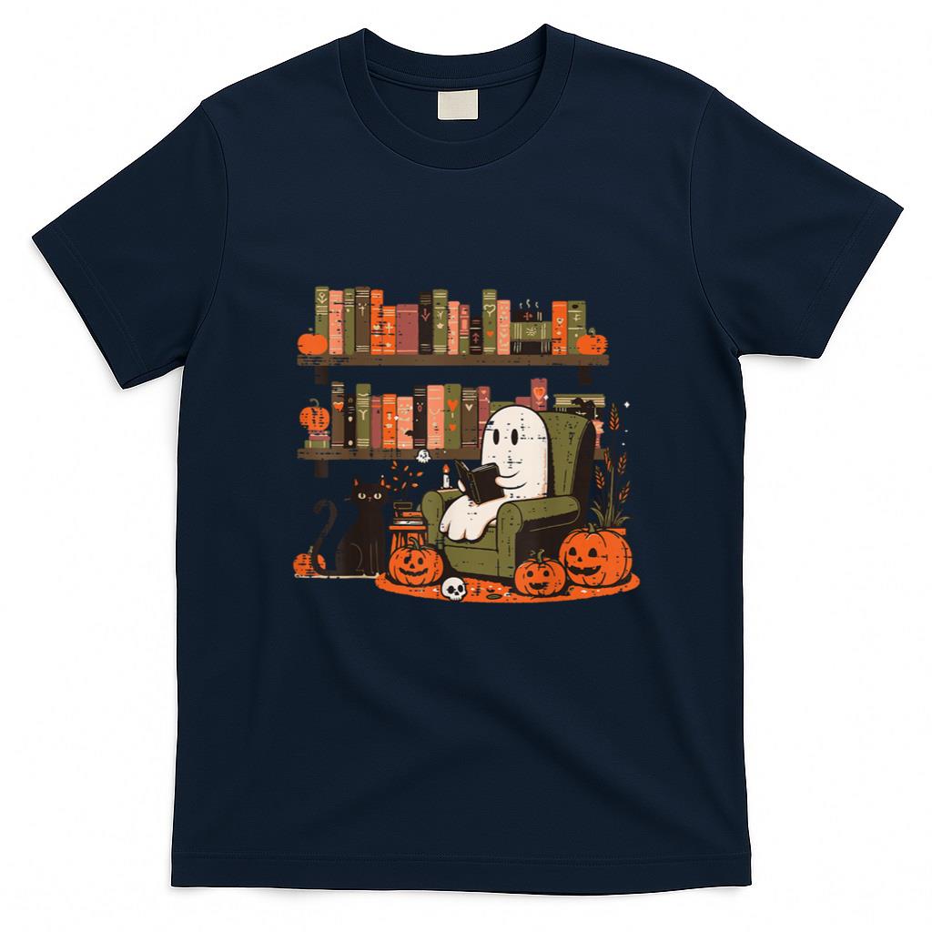 Halloween Shirt - Ghost Library Reading Books Halloween Men Women Kids T-Shirt