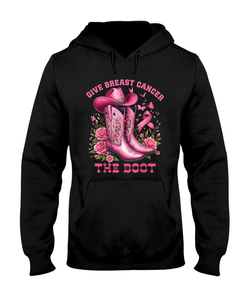 Give Breast Cancer The Boot Cowgirl Cancer Awareness Ribbon T-Shirt