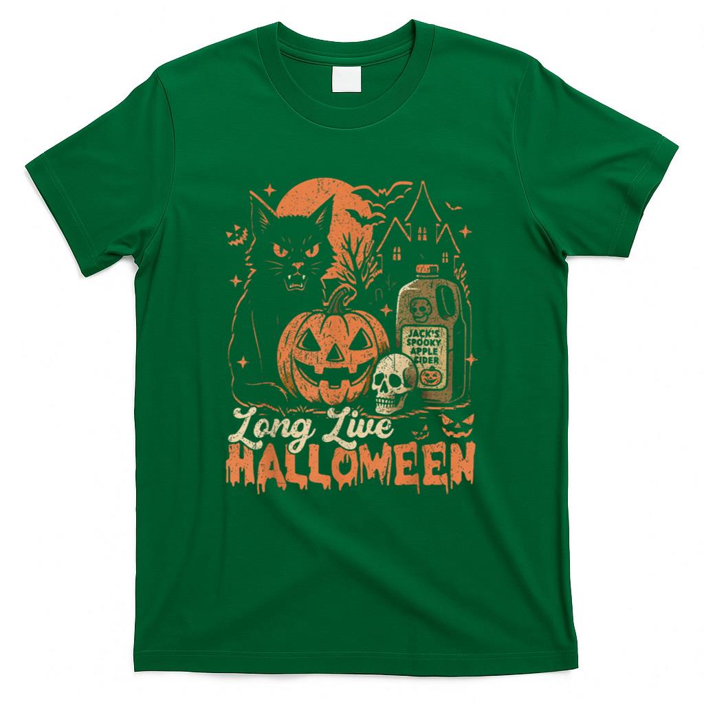 Halloween Shirt - Long Live Halloween Funny Pumpkin Halloween Black Cat T-Shirt