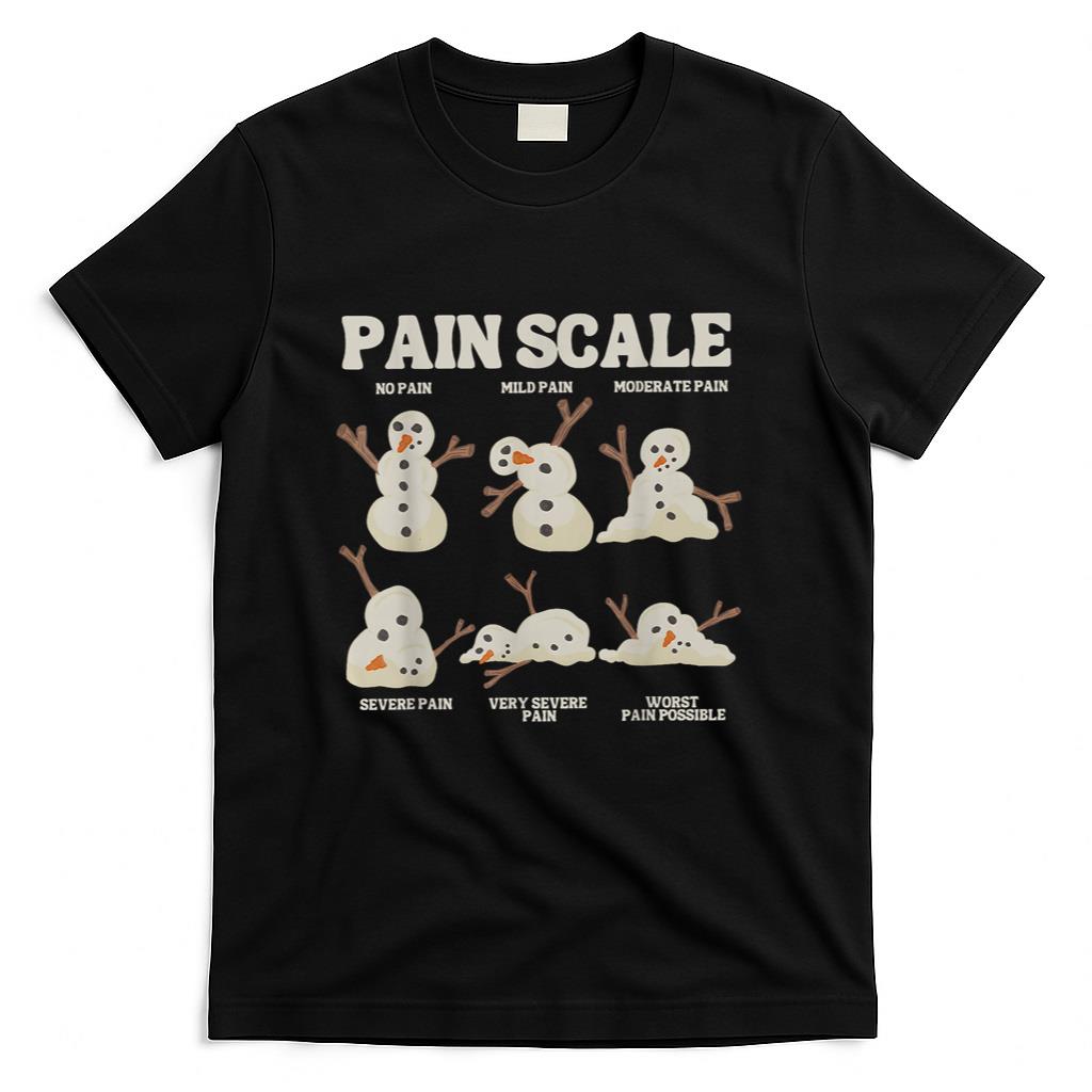 Pain Scale Snowman Funny Nurse Christmas ICU Nurse T-Shirt