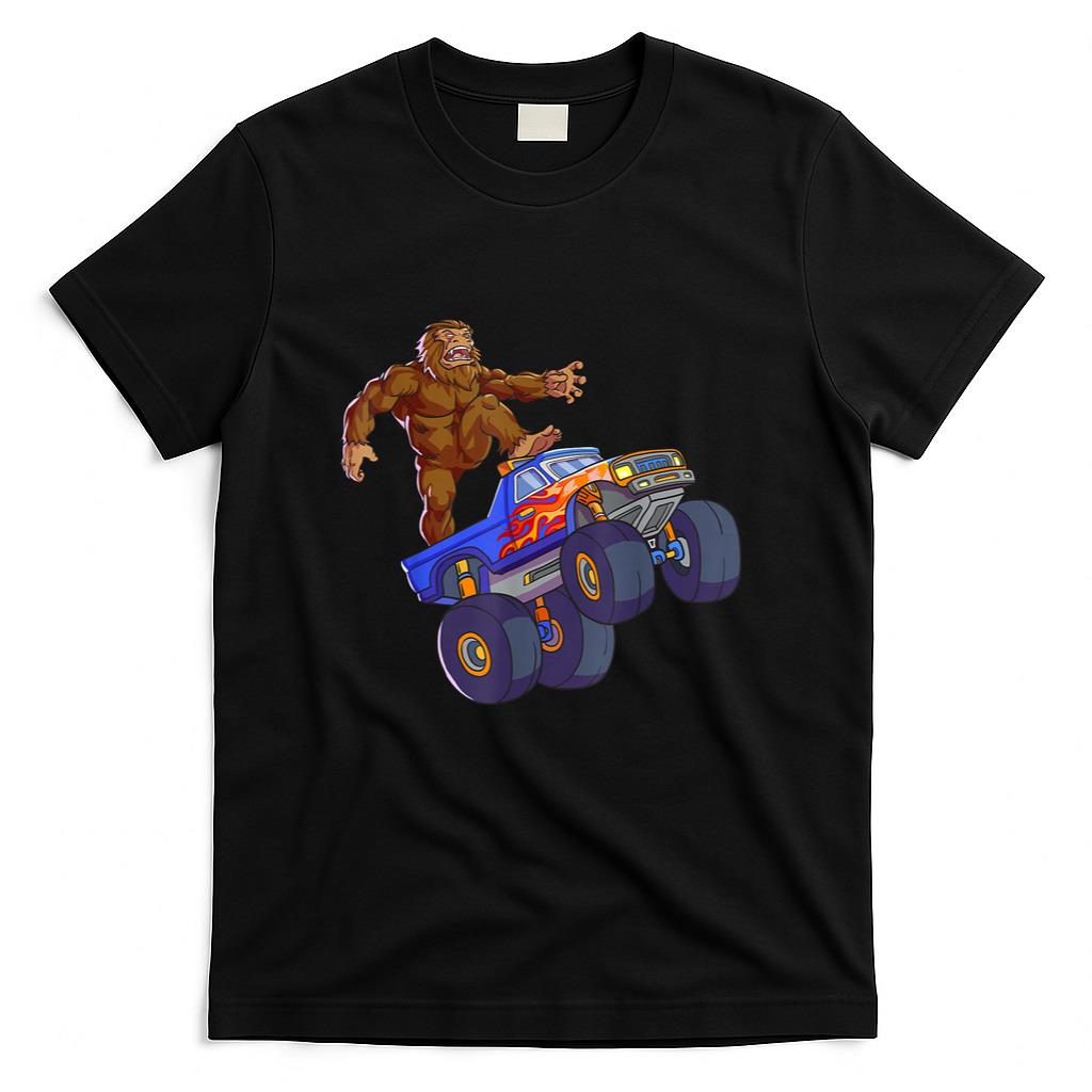 Bigfoot Riding Monster Truck Funny Sasquatch Monster Truck T-Shirt