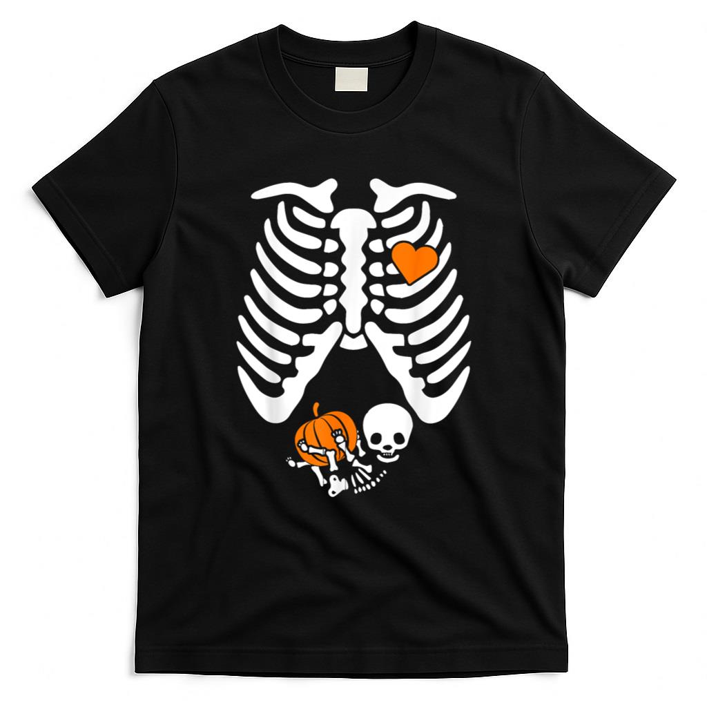 Halloween Shirt - Women Skeleton Pregnancy Announcement Mom Halloween T-Shirt