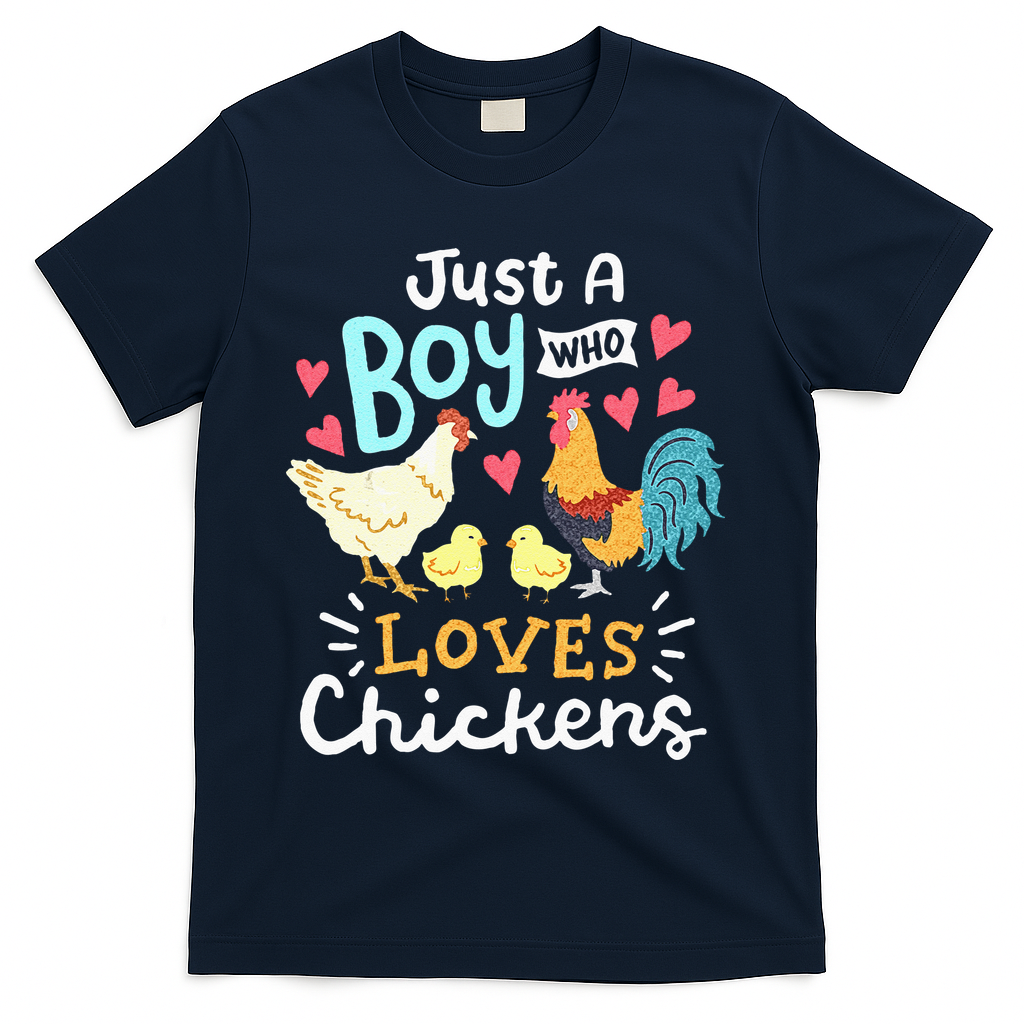 Just A Boy Who Loves Chickens Farm Chicken T-Shirt