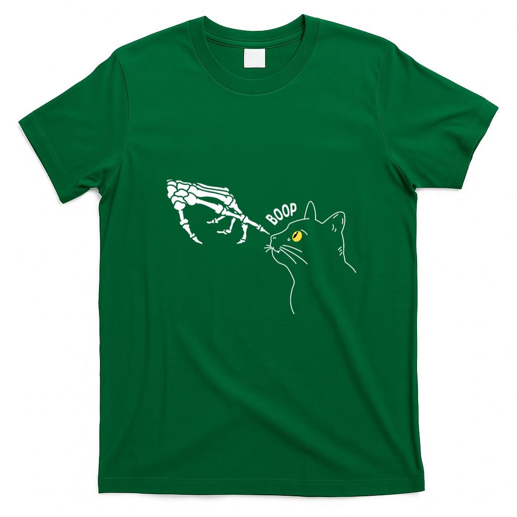 Pet Mom Halloween Shirt - Black Cat Skeleton Hand Boop Halloween Pet Women Girls Kids T-Shirt_2