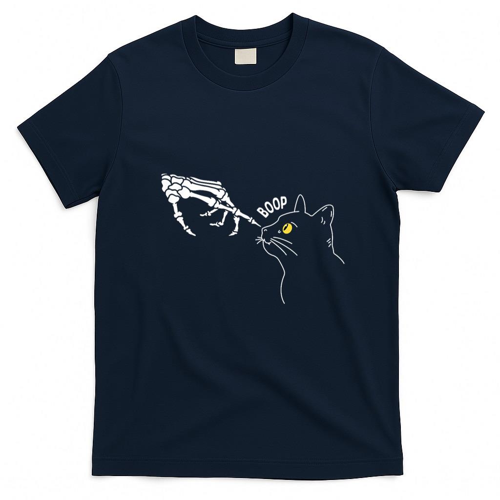 Pet Mom Halloween Shirt - Black Cat Skeleton Hand Boop Halloween Pet Women Girls Kids T-Shirt_2