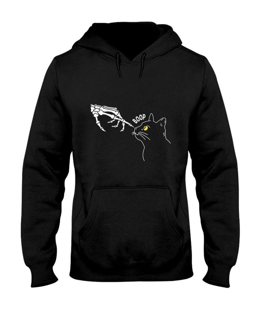Pet Mom Halloween Shirt - Black Cat Skeleton Hand Boop Halloween Pet Women Girls Kids T-Shirt_2