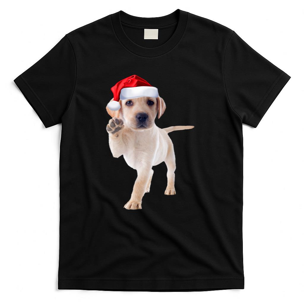 Cute Yellow Lab Puppy Shirt Santa Hat Funny Christmas Gift T-Shirt