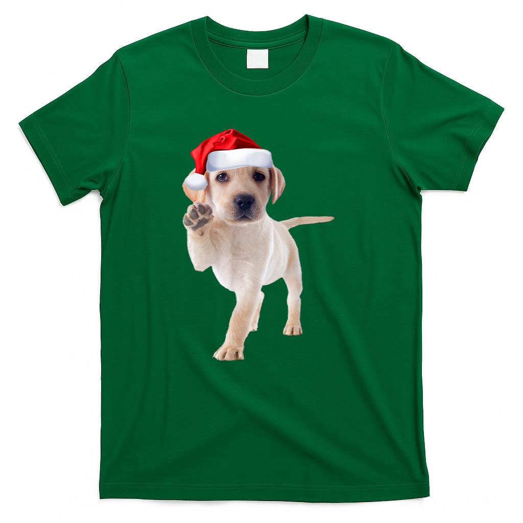 Cute Yellow Lab Puppy Shirt Santa Hat Funny Christmas Gift T-Shirt