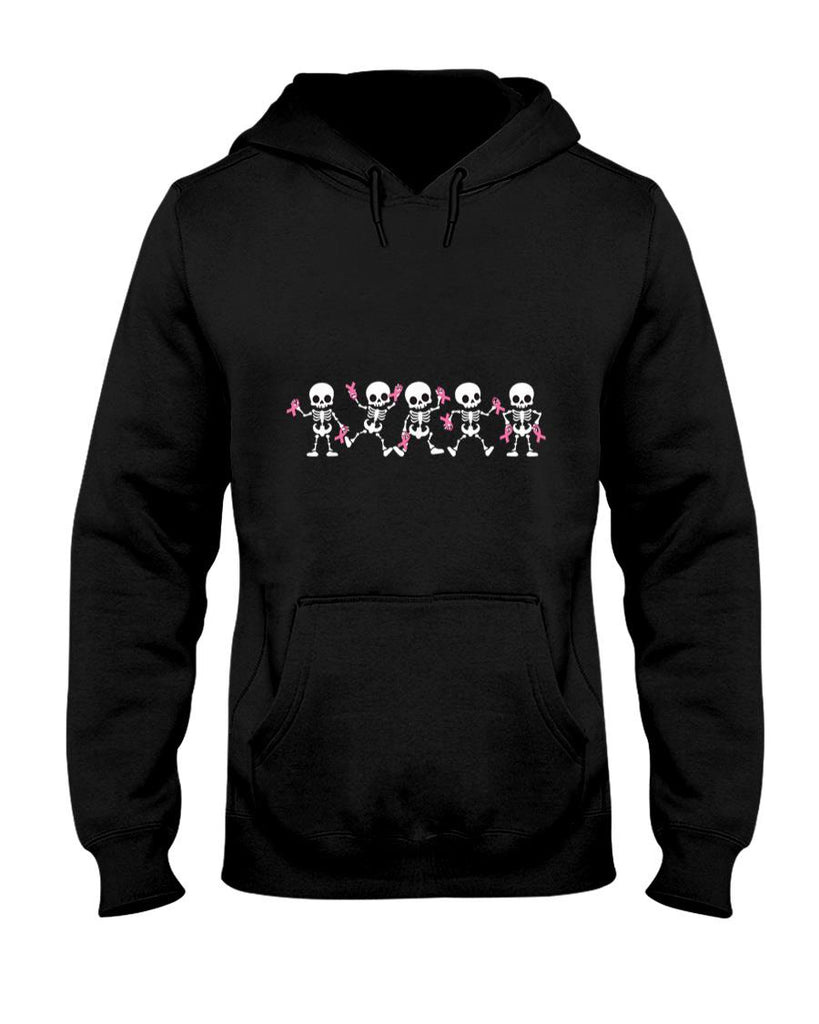 Pink Ribbon Breast Cancer Awareness Skeleton Women Men Kids T-Shirt_2