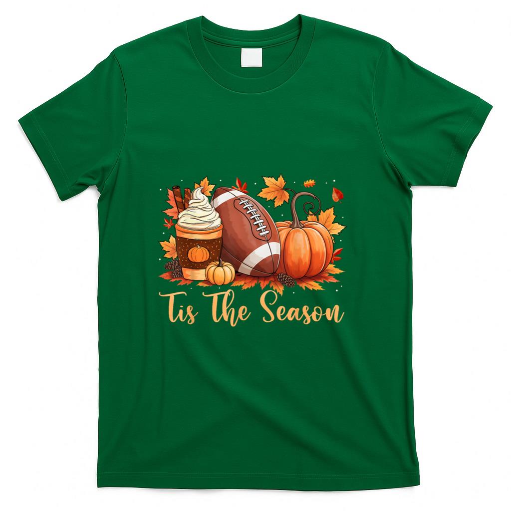 Tis The Season Fall Thanksgiving Pumpkin Spice Football T-Shirt