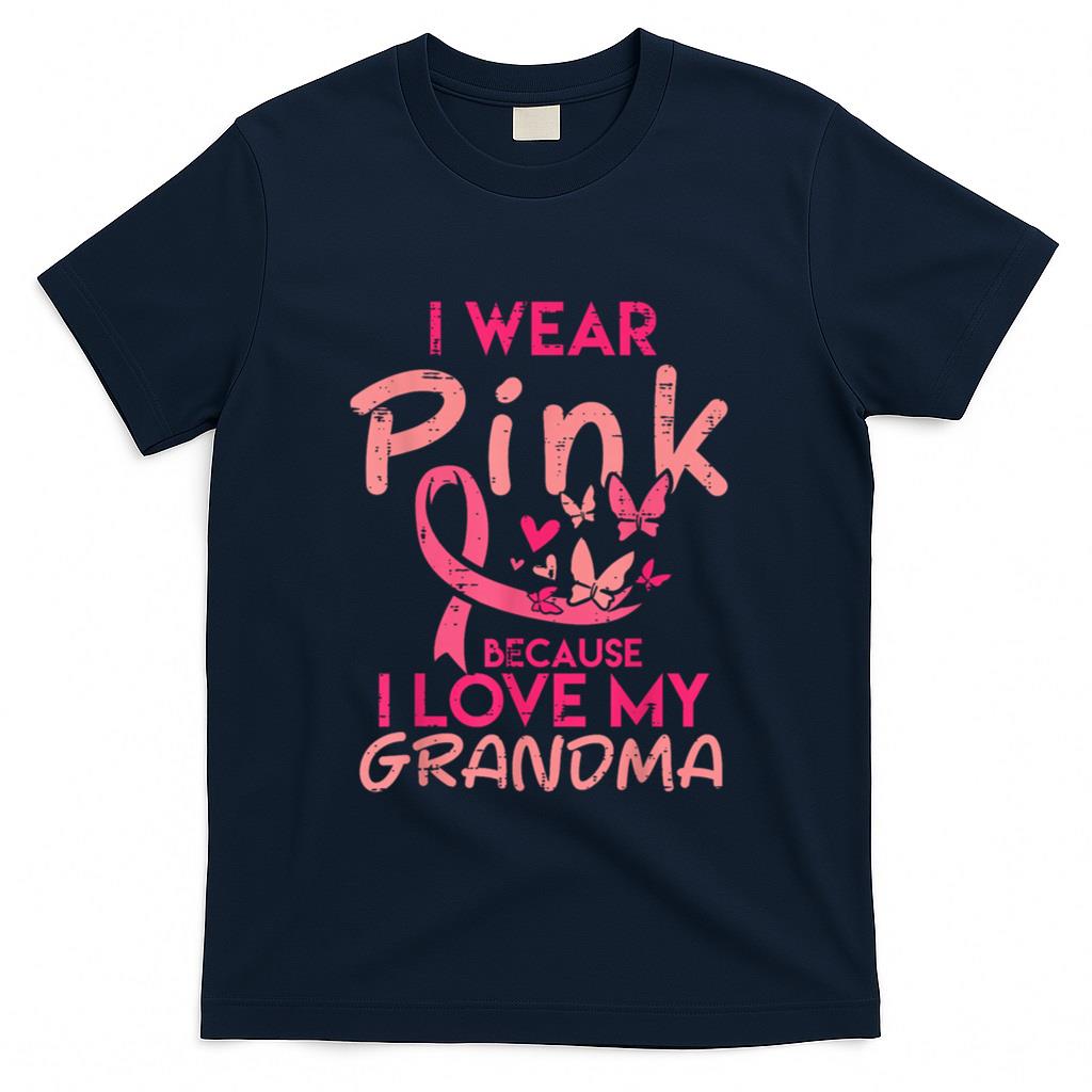 I Wear Pink Love My Grandma Breast Cancer Awareness Boy Girl T-Shirt