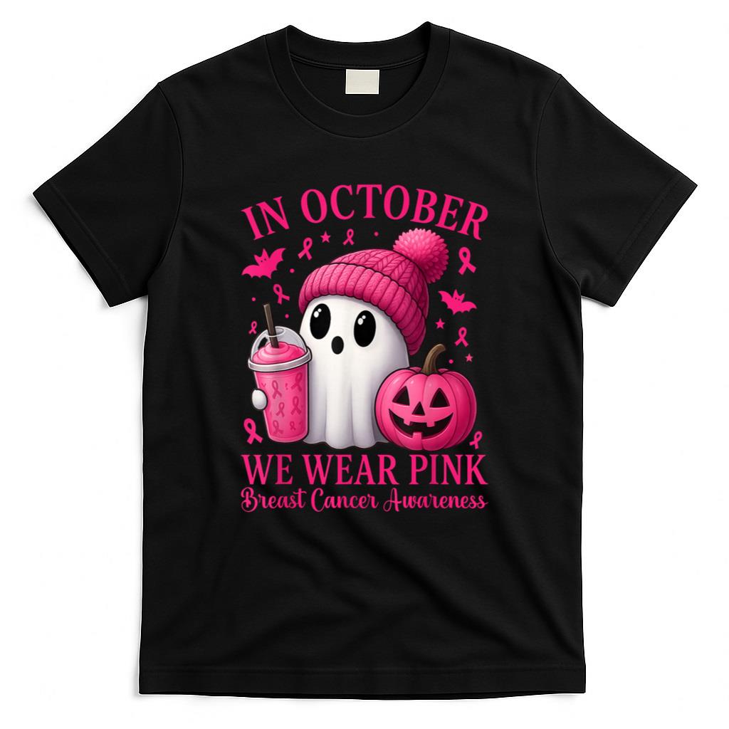 Halloween Shirt - Breast Cancer Halloween Women in October We Wear Pink T-Shirt