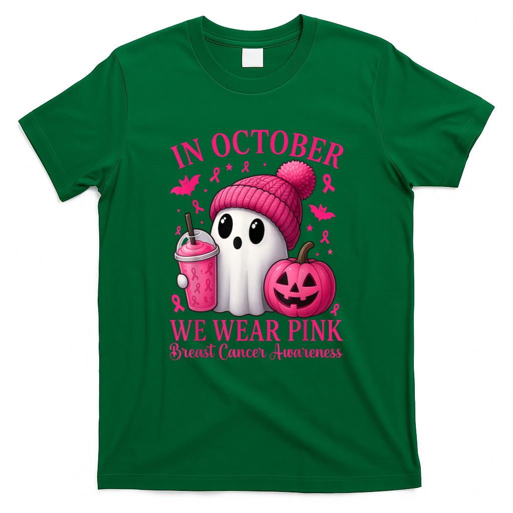 Halloween Shirt - Breast Cancer Halloween Women in October We Wear Pink T-Shirt