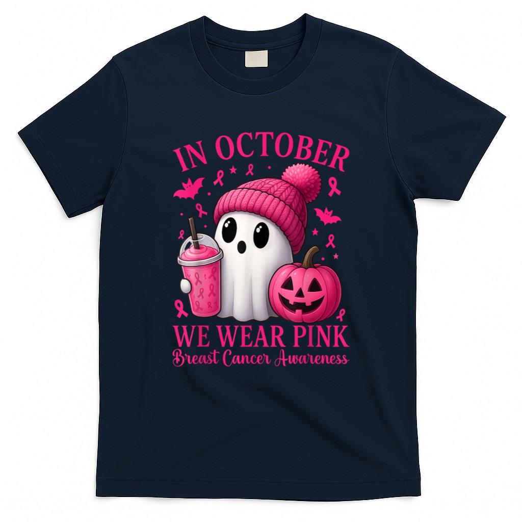 Halloween Shirt - Breast Cancer Halloween Women in October We Wear Pink T-Shirt