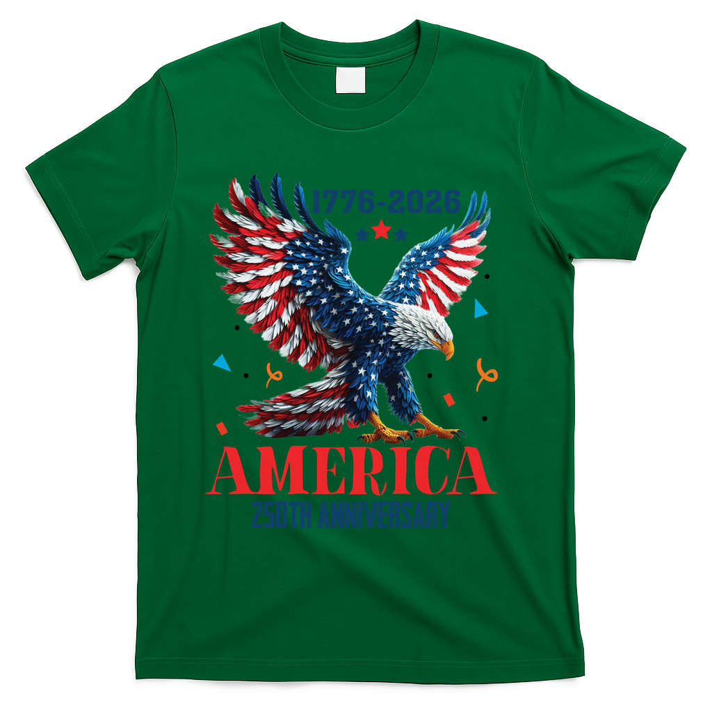 250 Anniversary USA Eagle 1776-2026 American Patriotic T-Shirt - Green