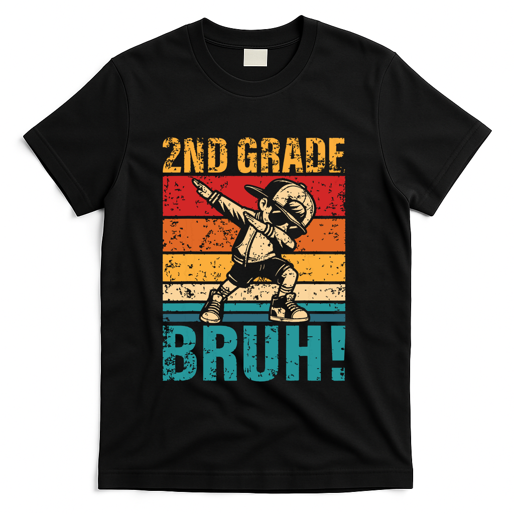 2nd Grade Bruh Dabbing Boy Second Grade Squad Boy Student T-Shirt - Black