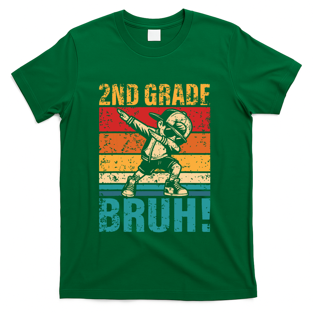 2nd Grade Bruh Dabbing Boy Second Grade Squad Boy Student T-Shirt - Green