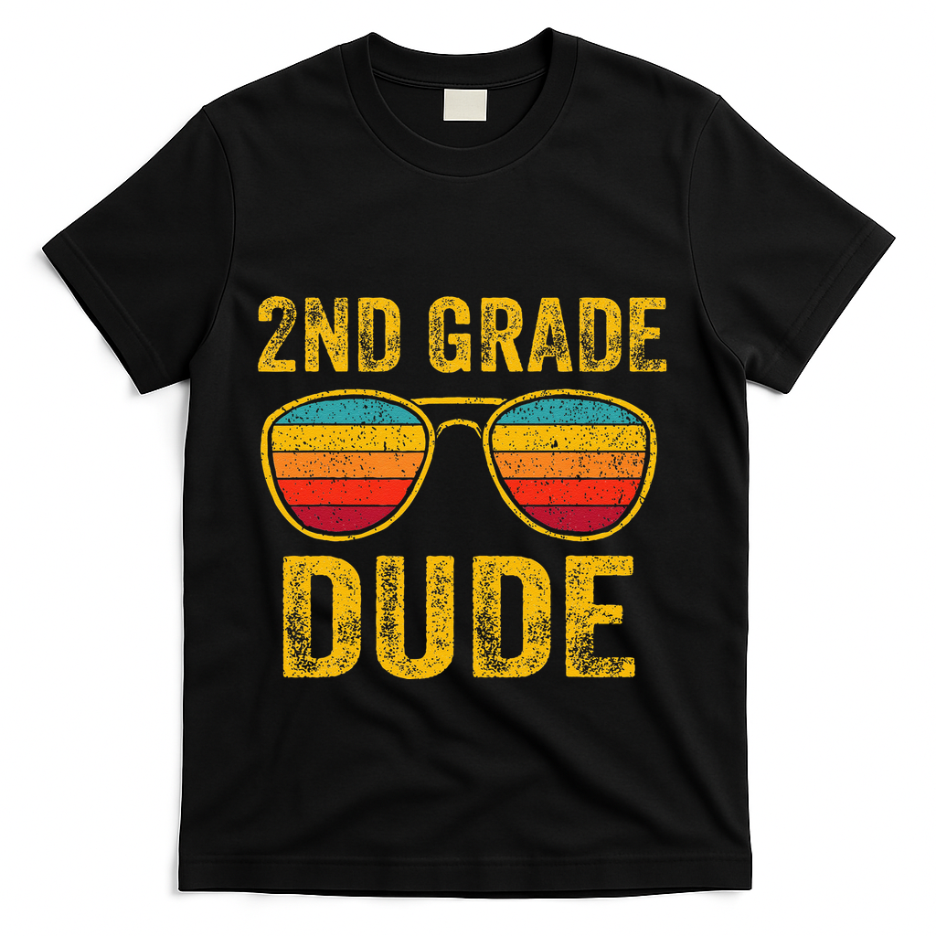 2nd Grade Dude Back To School Second Grade Students T-Shirt - Black