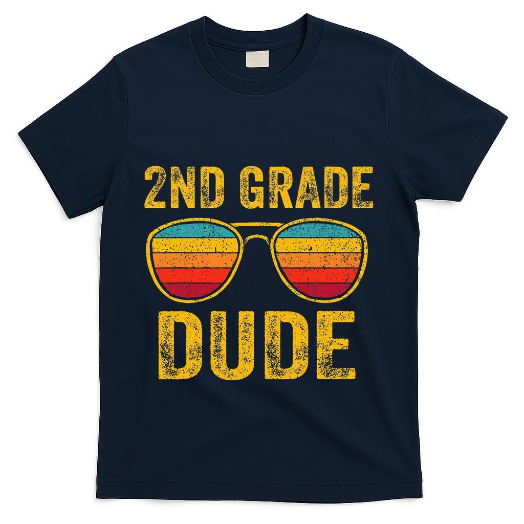 2nd Grade Dude Back To School Second Grade Students T-Shirt - Navy