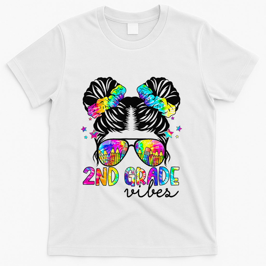 2nd Grade Vibes Messy Bun Team Second Grade Back To School T-Shirt - White
