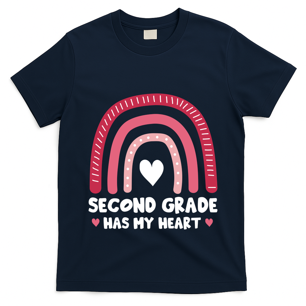 2nd Second Grade Has My Heart Rainbow Valentines Day Teacher T-Shirt