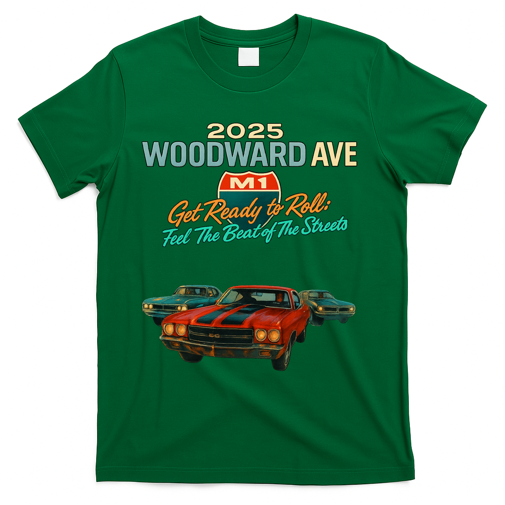 2025 Woodward Ave M1 Get Ready To Roll  T-Shirt - Green